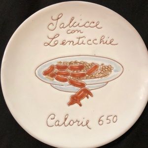 Vintage Unique Salcicce con Lenticchie Plate Italy